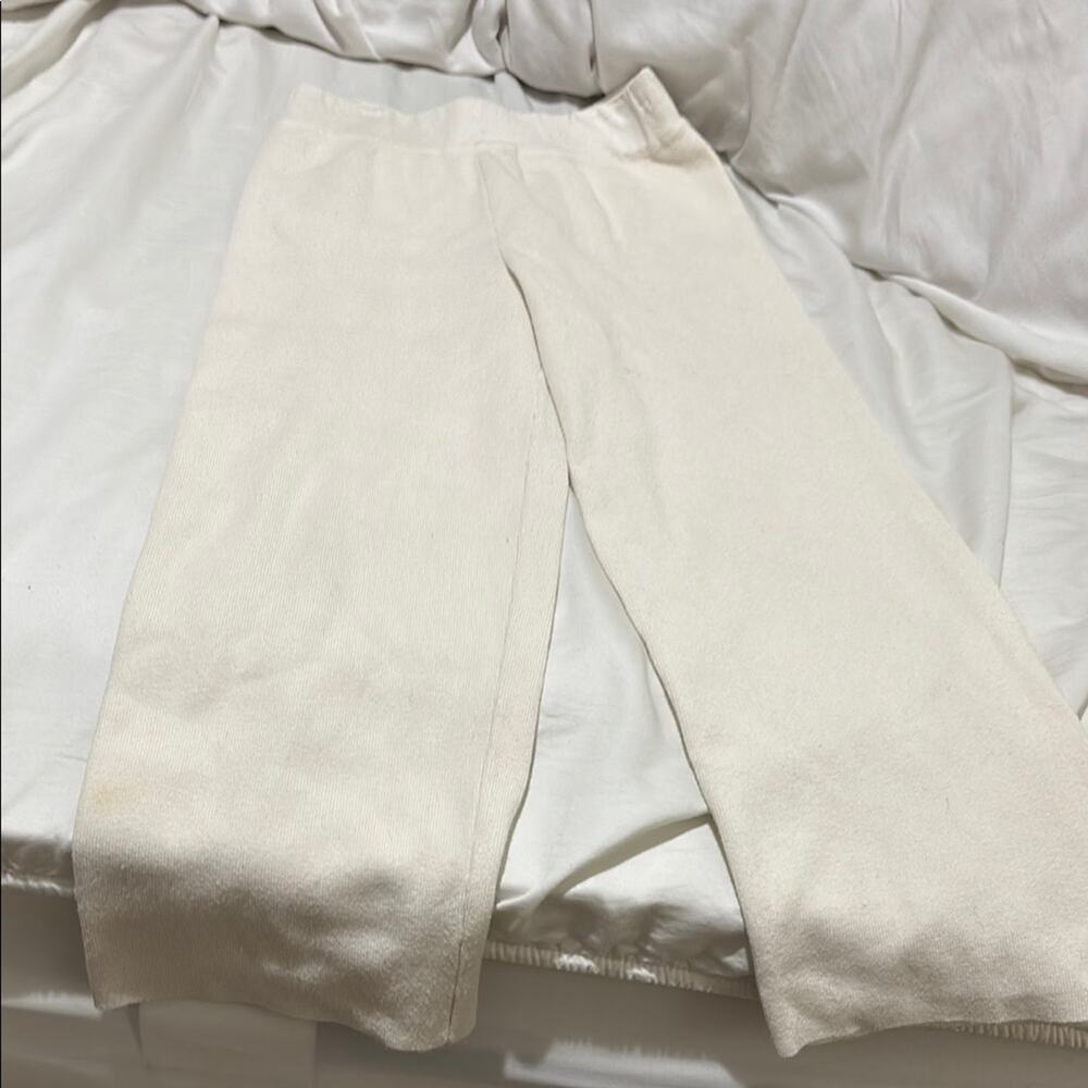 Zara 6/7 Kids Cream Pants knit elastic waist wide leg pants viscose poly euc